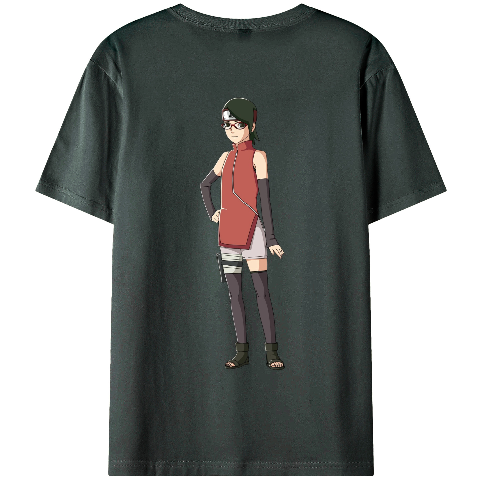 （画像用） NARUTO -ナルト- うちは サラダ Uchiha Sarada 綿100％ メンズ半袖Tシャツ（バックプリント） 通気性